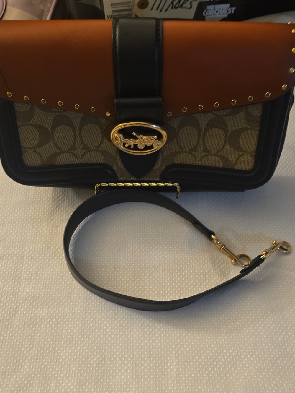Coach Colorblock Signature Canvas Shoulder Bag - Brown/Black